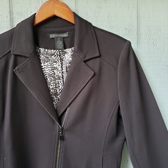 Grace Elements Moto Thick Blazer Jacket Black 10 - Picture 2 of 3
